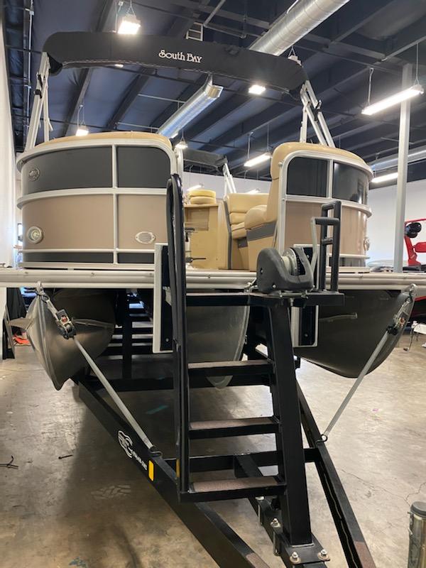 A peek inside the front of this '16 Southbend Pontoon, James Boat and Fiberglass Repair, Dixon, CA