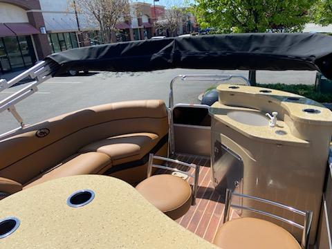 Rear interior detail on this '16 Southbend Pontoon done by James Boat and Fiberglass Repair, Dixon, CA