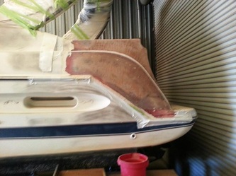 Repair begins on Maxum by James Boat and Fiberglass Repair, Vacaville, CA