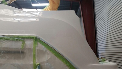 Maxum yacht gets a new smooth fiberglass finish by James Boat and Fiberglass Repair, Vacaville, CA