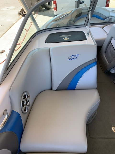 05 Ski Nautique gets new upholstery and stitching in passenger observer deck by James Boat and Fiberglass Repair, Dixon, CA