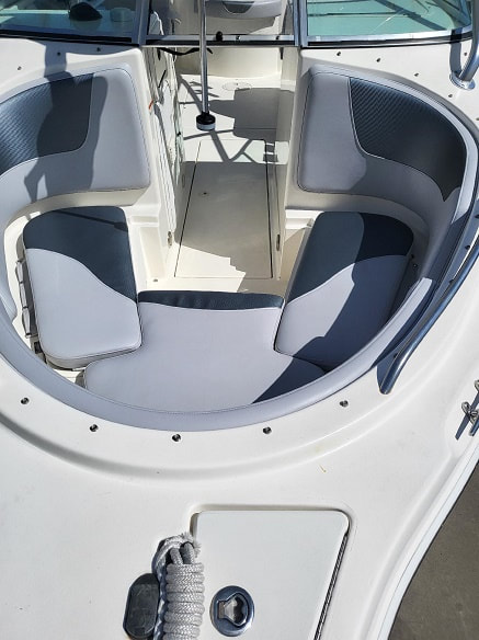 2013 Striper - new upholstery - view of front open bow - James Boat and Fiberglass Repair, Dixon, CA