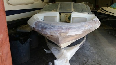 New fiberglass repairs made by James Boat and Fiberglass Repair, Vacaville, CA