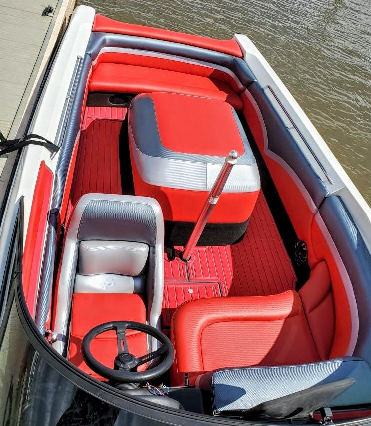96 MasterCraft ProStar 190 gets update - by James Boat and Fiberglass Repair, Dixon, CA - new interior upholstery throughout and new matching SeaDek flooring